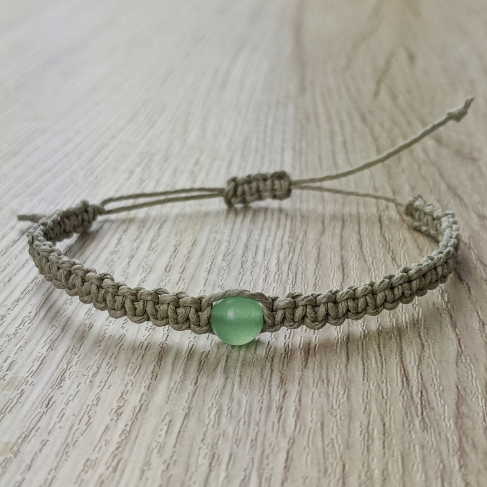 Aventurine 8mm Handmade Hemp Adjustable Bracelet